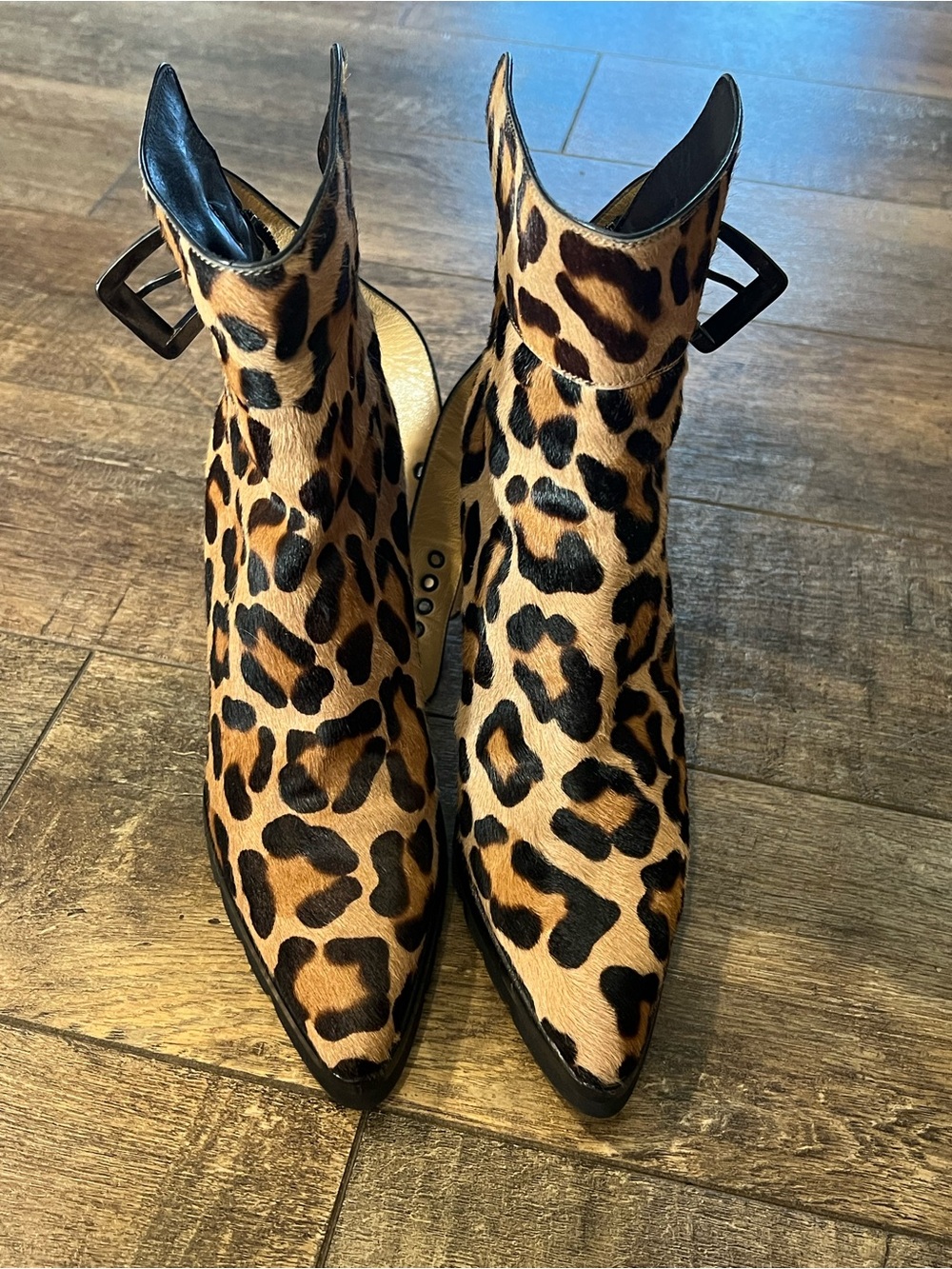 Rare Vintage WALTER STEIGER Leopard Print Calf Hair Booties Leopard Print